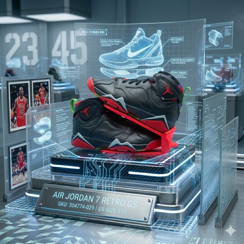 Jordan Air‎ Jordan 7 Retro GS Marvin the Martian Black Red 304774-029 5.5Y VNDS